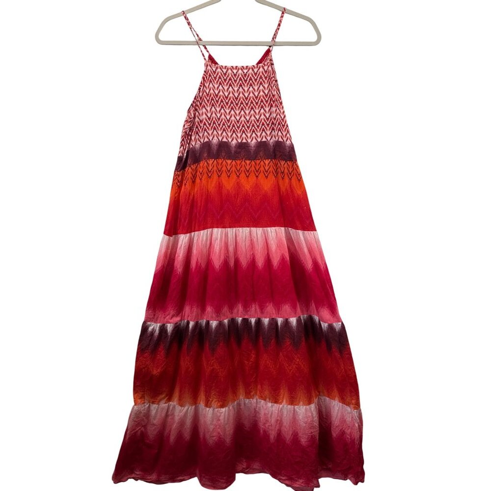 Earthbound Trading Maxi Dress L Red Ombre Southwest Boho Cruise Resort Festival - Picture 2 of 9